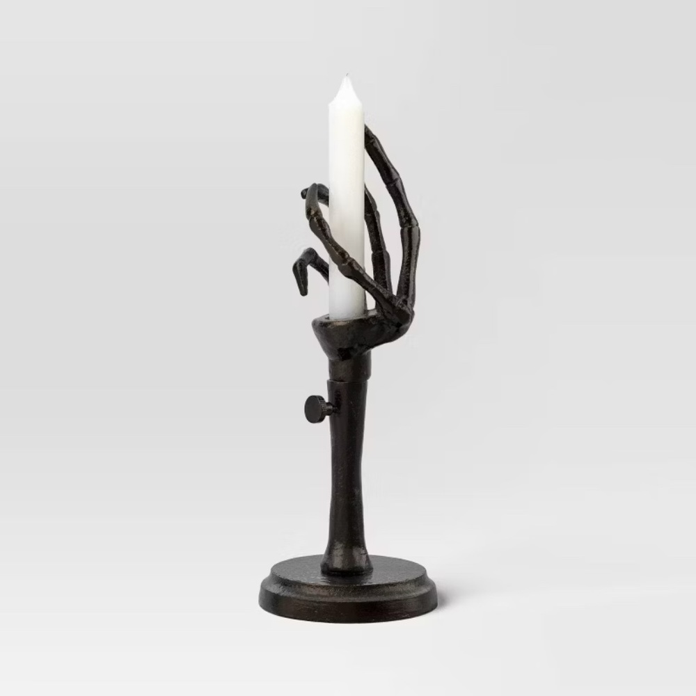 Skeleton Hand Adjustable Taper Candle Holder Aluminum Black - Threshold - Picture 2 of 13